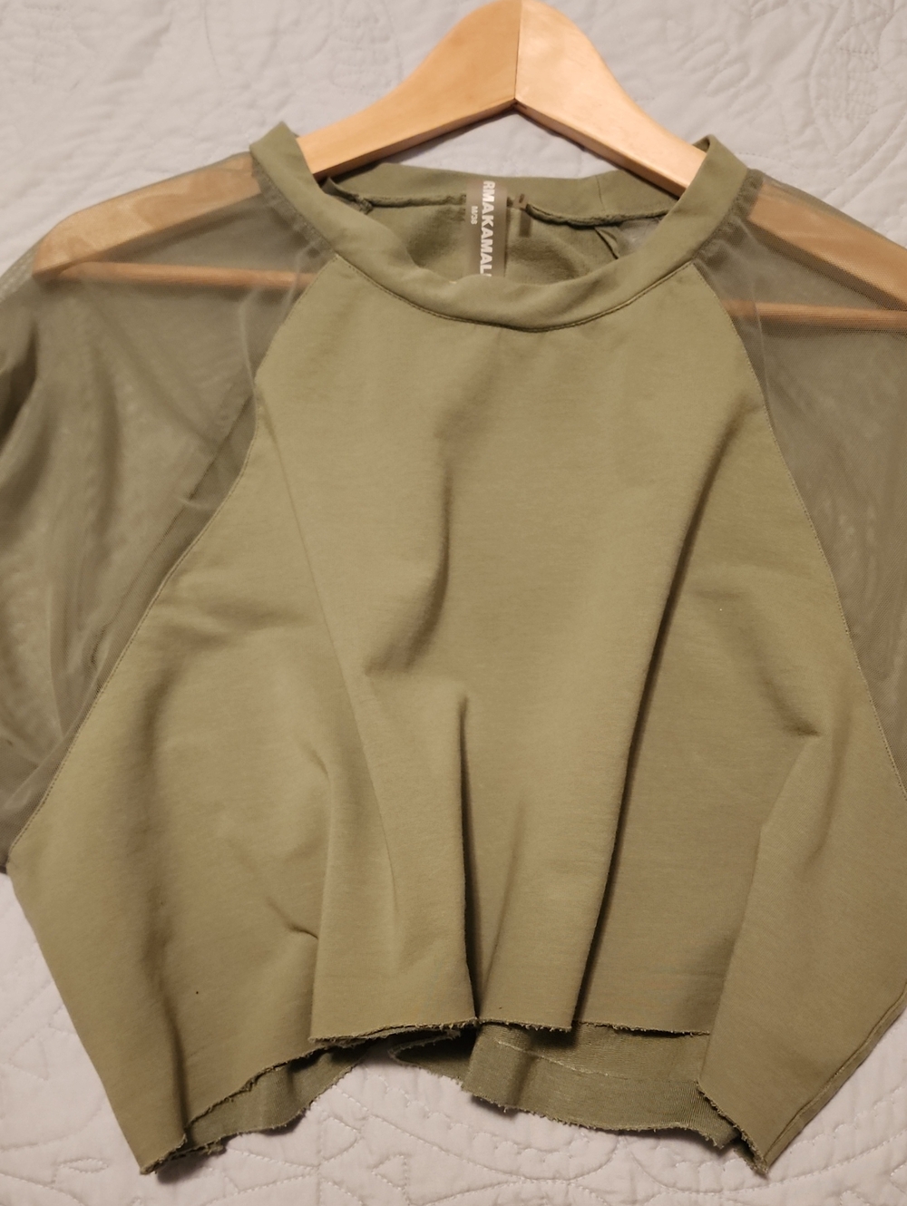 Norma Kamali Crop Top Mesh Sleeves Size Medium